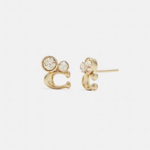 Coach Signature Crystal Cluster Stud Earrings - Picture 2 of 6